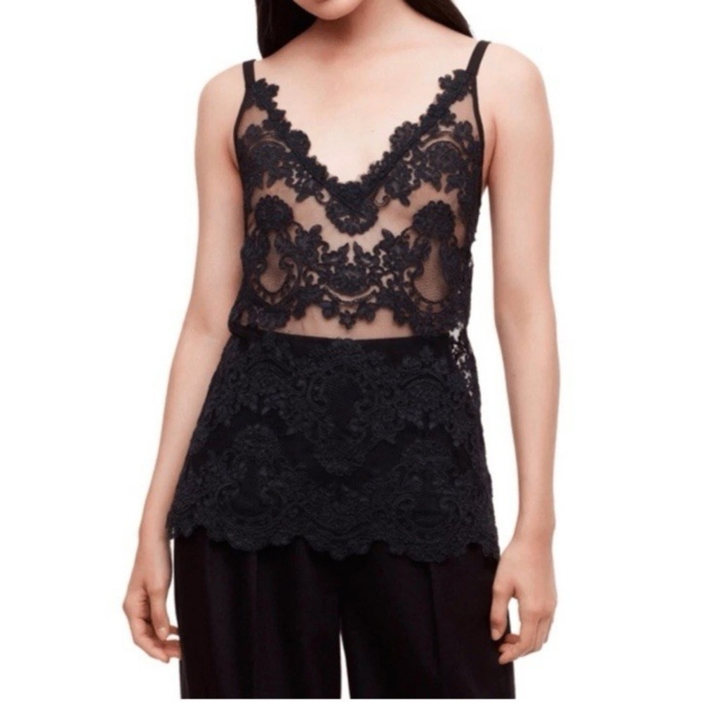 Aritzia Babaton 1-01 Women Size Medium Franck Lace Camisole Top Black Whimsigoth